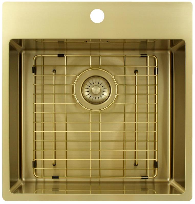 Pure.Sink Exclusivo Gold sink 49x52 cm Tapwing with faucet hole bank 10mm radius PEX4540T-60