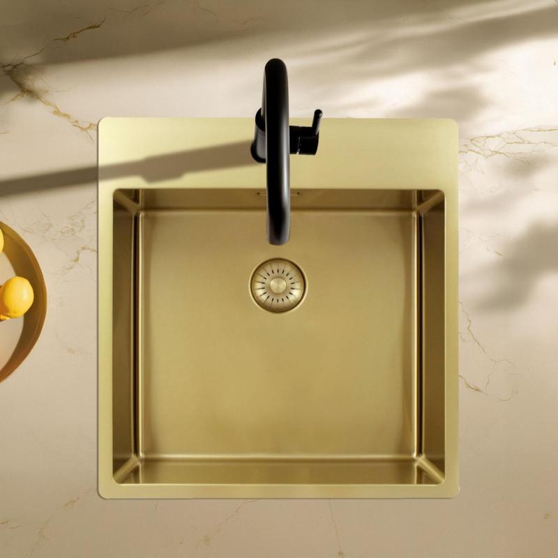 Pure.Sink Exclusivo Gold sink 49x52 cm Tapwing with faucet hole bank 10mm radius PEX4540T-60