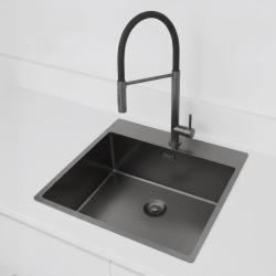 Pure.Sink Exclusivo Gun Metal sink 54x52 cm Tapwing with faucet hole bank 10mm radius PEX5040T-61