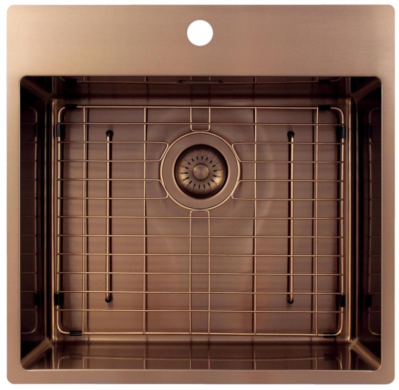 Pure.Sink Exclusivo Copper Sink 54x52 cm Tapwing with faucet hole bank 10mm radius PEX5040T-62