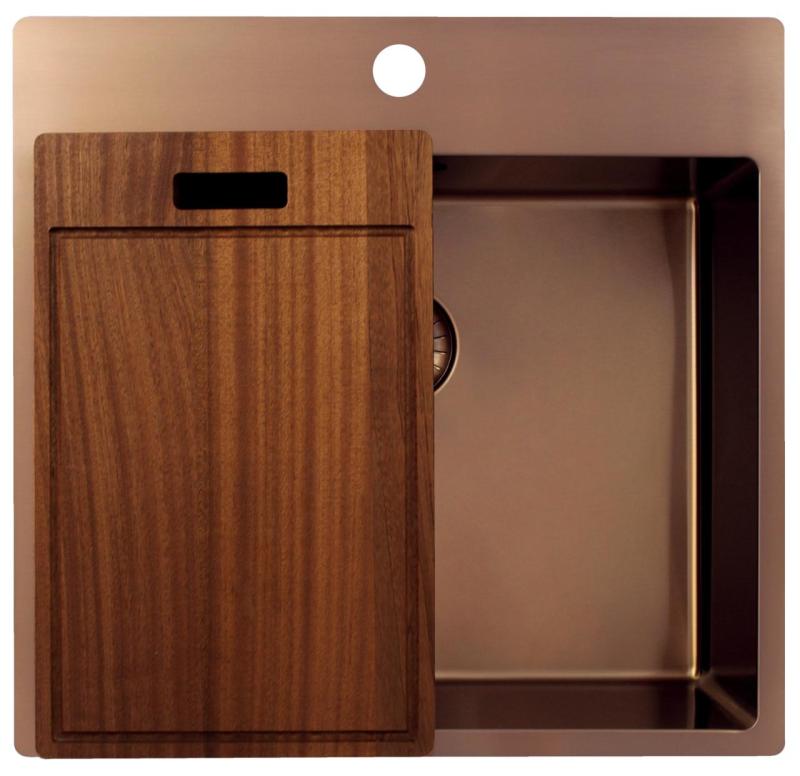 Pure.Sink Exclusivo Copper Sink 54x52 cm Tapwing with faucet hole bank 10mm radius PEX5040T-62