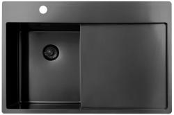 Pure.Sink Exclusivo Gun Metal small sink with draining area 78x52 cm Tapwing left PEX3478LT-61