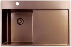 Pure.Sink Exclusivo Copper small sink with draining area 78x52 cm Tapwing left PEX3478LT-62