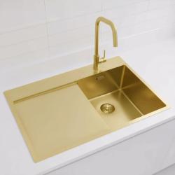 Pure.Sink Exclusivo Small gold sink with drainer 78x52 cm Tapwing right PEX3478RT-60