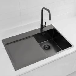 Pure.Sink Exclusivo Gun Metal small sink with draining area 78x52 cm Tapwing right PEX3478RT-61