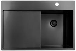 Pure.Sink Exclusivo Gun Metal small sink with draining area 78x52 cm Tapwing right PEX3478RT-61