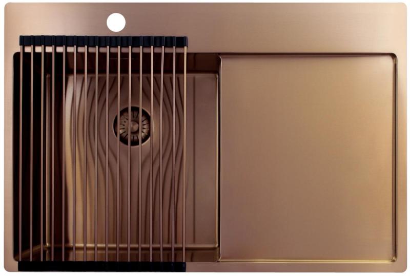 Pure.Sink Exclusivo Copper Sink with Draining Area 78x52 cm Left Tapwing PEX4078LT-62