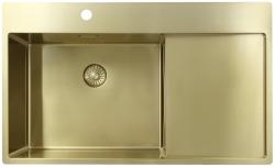 Pure.Sink Exclusivo Gold sink with drainer 86x52 cm Tapwing left PEX5086LT-60