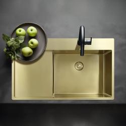 Pure.Sink Exclusivo Gold sink with drainer 86x52 cm Tapwing left PEX5086LT-60