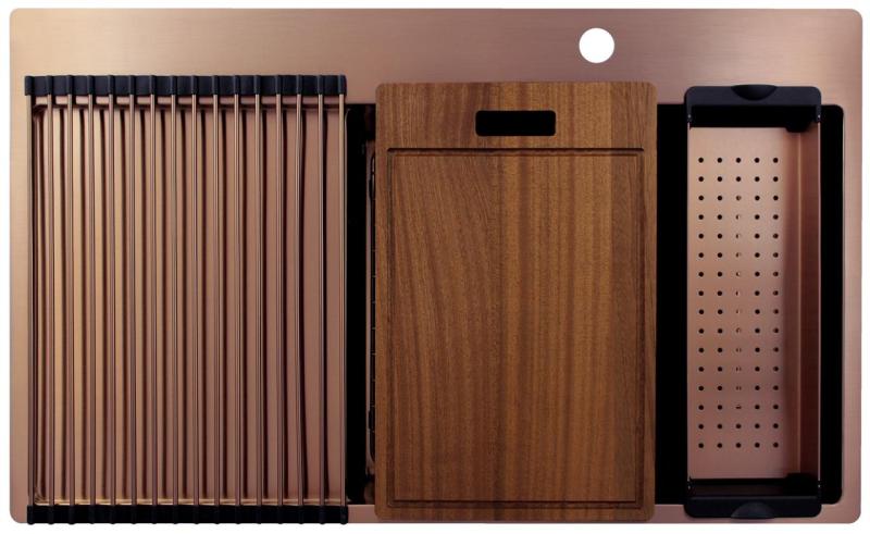 Pure.Sink Exclusivo Copper sink with drainer 86x52 cm Tapwing right PEX5086RT-62