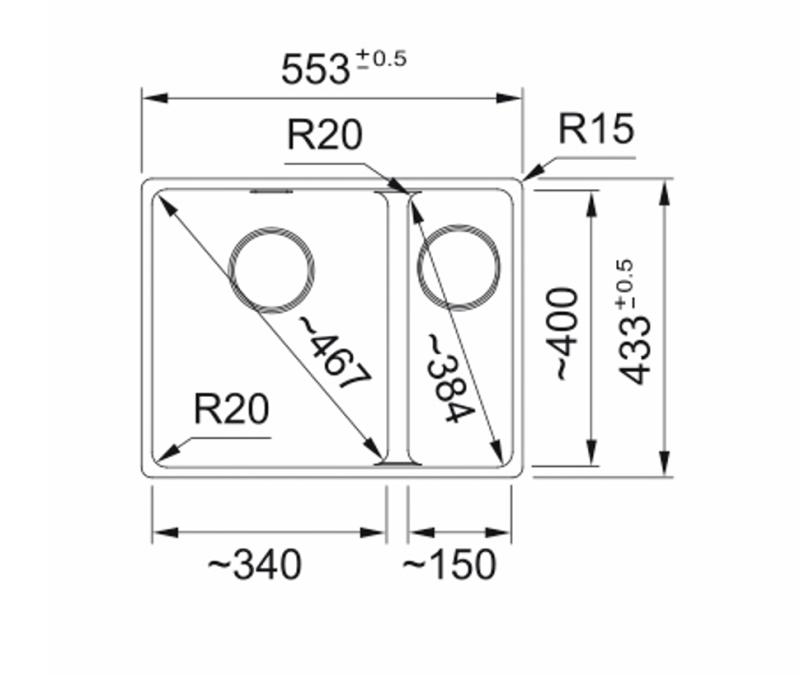 Franke Maris MRG 160-34-15 Fragranite Coffee cream sink Left undermount 125.0688.521