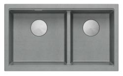 Quadri Newport II Double Grey Granite Built-in Sink 76x45 cm with Stainless Steel Plug 1208971370