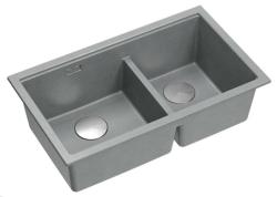 Quadri Newport II Double Grey Granite Built-in Sink 76x45 cm with Stainless Steel Plug 1208971370