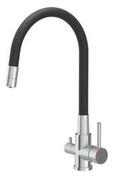 Quadri Selene Kitchen Mixer Tap Stainless Steel 3-way with flexible spout and extra connection for filtered water 1208971407