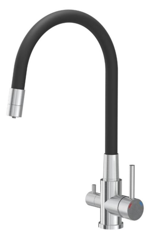 Quadri Selene Kitchen Mixer Tap Stainless Steel 3-way with flexible spout and extra connection for filtered water 1208971407