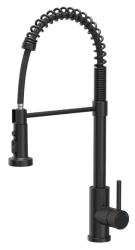 Quadri Redwick kitchen mixer tap in black with semi-flexible spout and shower with 2 jet types plus water stop function 1208971410