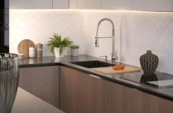 Quadri Redwick stainless steel kitchen mixer tap with semi-flexible spout and shower with 2 jet types plus water stop function 1208971411