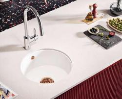 Ausmann Ceramic Ember Ceramic White Round Sink Above-counter and Under-counter with Copper plug 1208971462