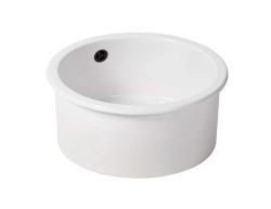 Ausmann Ceramic Ember Ceramic White Round Sink Top Mount and Under Mount with Black Plug 1208971464