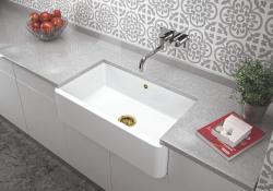 Ausmann Ceramic Mira Ceramic White Sink - Undermount and Intermediate 795 x 460 mm with Gold plug 1208971466