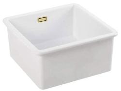Ausmann Ceramic Ember Ceramic White Square Sink Top Mount and Undermount 40 x 40 cm with Golden Plug 1208971481