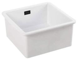 Ausmann Ceramic Ember Ceramic White Square Sink Top Mount and Undermount 40 x 40 cm with Black Plug 1208971484