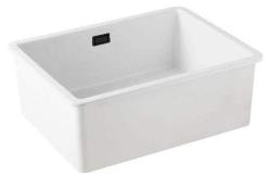 Ausmann Ceramic Ember Ceramic White Sink - Above Counter and Undermount 54 x 40 cm with Black Plug 1208971494