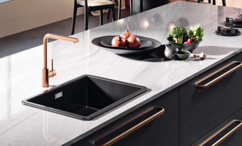 Ausmann Ceramic Ember Ceramic Mat Black Sink - Top Mount and Undermount 54 x 40 cm with Copper Plug 1208971497