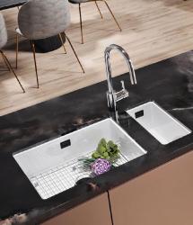 Ausmann Ceramic Ember Ceramic White Half Sink Top Mount and Undermount 174 x 400 mm with Black Plug 1208971504