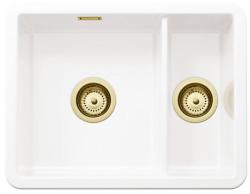 Ausmann Ceramic Ember Ceramic White One and a Half Bowl Sink Surface and Undermount 495 x 370 mm with Gold Plugs 1208971511