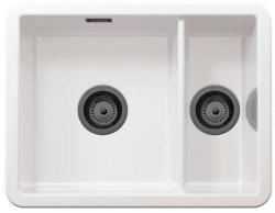 Ausmann Ceramic Ember Ceramic White One and a Half Bowl Sink Top Mount and Undermount 495 x 370 mm with Gun Metal Plugs 1208971515
