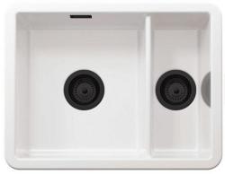 Ausmann Ceramic Ember Ceramic White One and a Half Bowl Sink Overmount and Undermount 495 x 370 mm with Black Plugs 1208971516