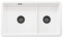 Ausmann Ceramic Ember Ceramic White One and a Half Bowl Sink Overmount and Undermount 733 x 401 mm with Gun Metal Plugs 1208971520
