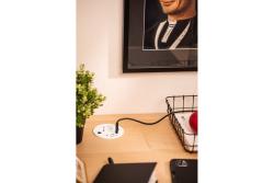 Furniture socket RONDO, 1xSHUKO, 1xUSB-A, 2xUSB-C, HDMI, RJ45 cable 1.5 m, white