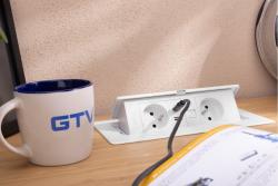 MULTISOFT Furniture Socket 2x Socket with Earthing, USB A+C, RJ45, Power Cable with Plug, White