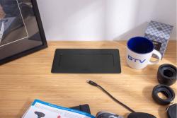 MULTISOFT Furniture Socket 2x Socket with Earthing, USB A+C, RJ45, Power Cable with Plug, Black