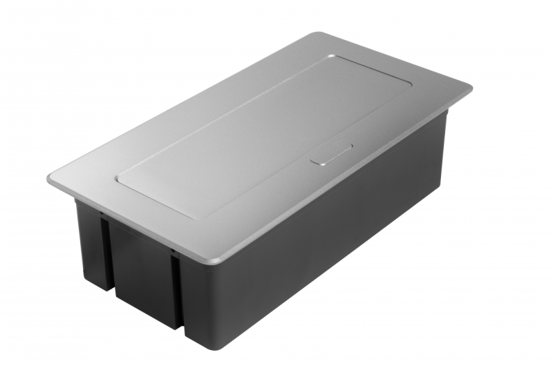 MULTISOFT Furniture Socket 2x Socket with Earthing, USB A+C, RJ45, Power Cable with Plug, Aluminium