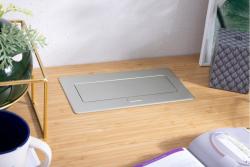 MULTISOFT furniture socket 2x Socket with Earthing, USB A+C, RJ45, HDMI, Power Cable with Plug, Aluminium