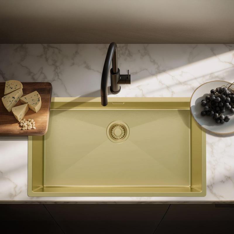 Pure.Sink Luxion Large gold sink 74x40 cm undermount, flush mount, and surface mount PLX7440-60