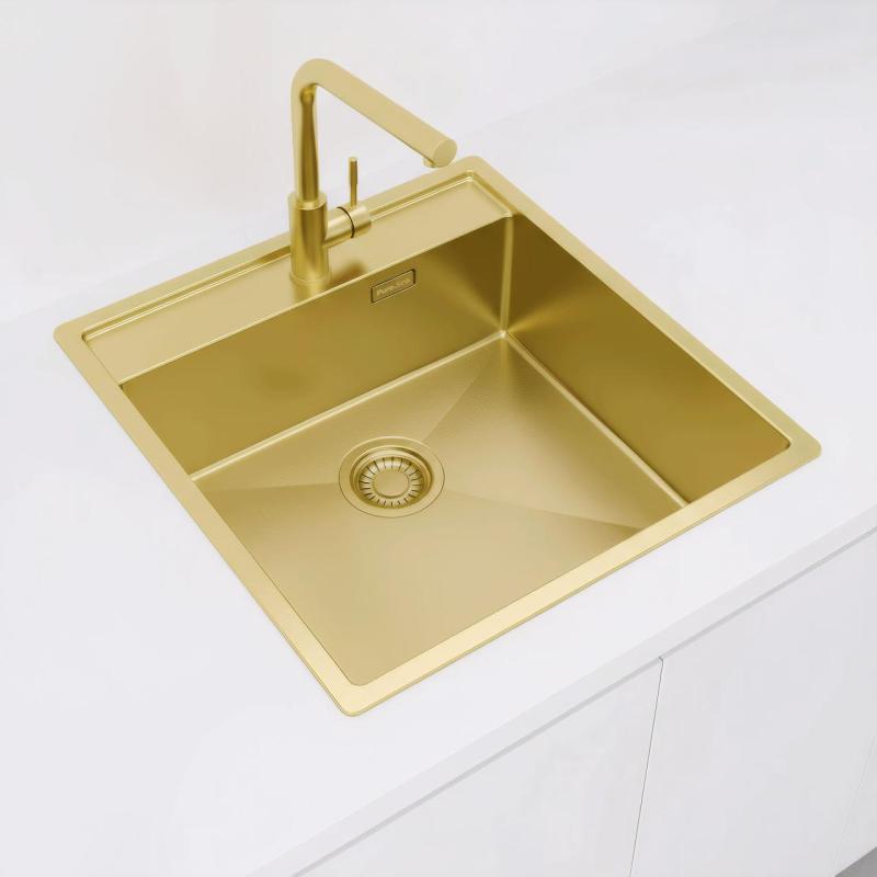 Pure.Sink Luxion Gold sink 51x50 cm Tapwing with tap hole PLX5150T-60