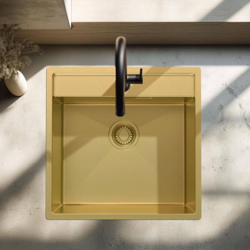 Pure.Sink Luxion Gold sink 51x50 cm Tapwing with tap hole PLX5150T-60