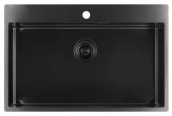 Pure.Sink Luxion PVD Large Black sink 78x50 cm Tapwing with tap hole PLX7850T-63