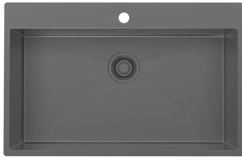 Pure.Sink Luxion Large Gun metal sink 78x50 cm Tapwing with tap hole PLX7850T-61