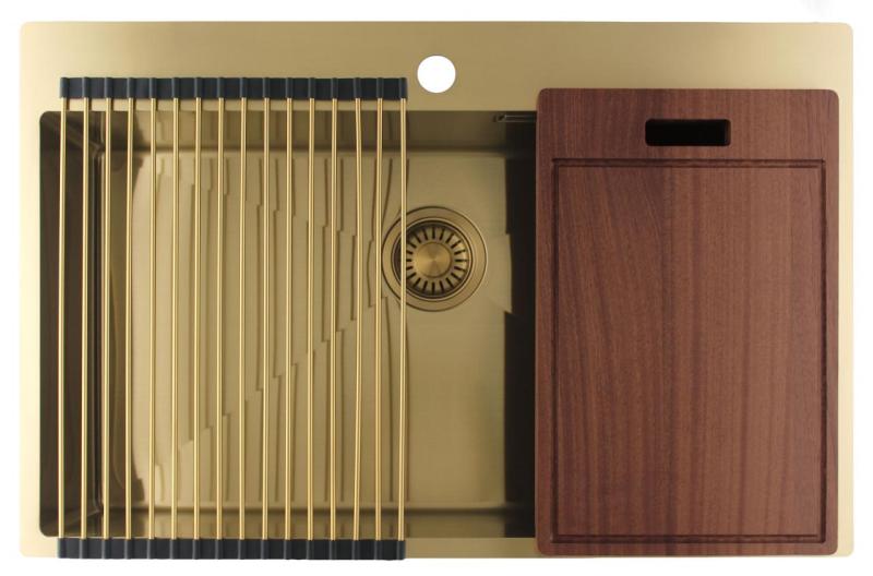 Pure.Sink Luxion Large gold sink 78x50 cm Tapwing with tap hole PLX7850T-60