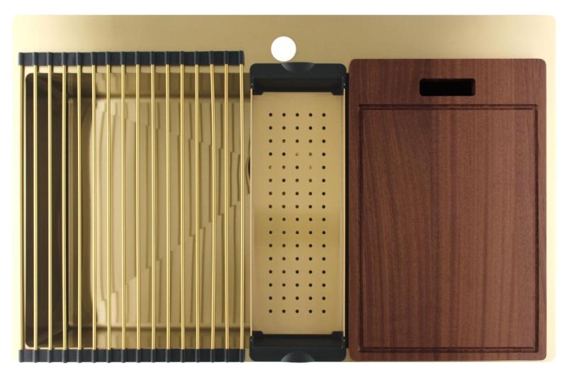 Pure.Sink Luxion Large gold sink 78x50 cm Tapwing with tap hole PLX7850T-60