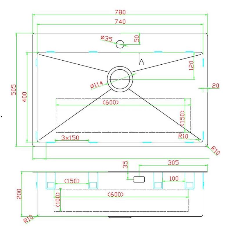 Pure.Sink Luxion Large gold sink 78x50 cm Tapwing with tap hole PLX7850T-60