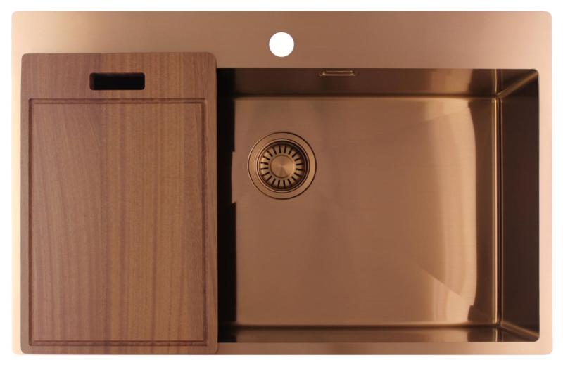 Pure.Sink Luxion Large copper sink 78x50 cm Tapwing with tap hole PLX7850T-62