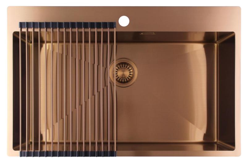 Pure.Sink Luxion Large copper sink 78x50 cm Tapwing with tap hole PLX7850T-62