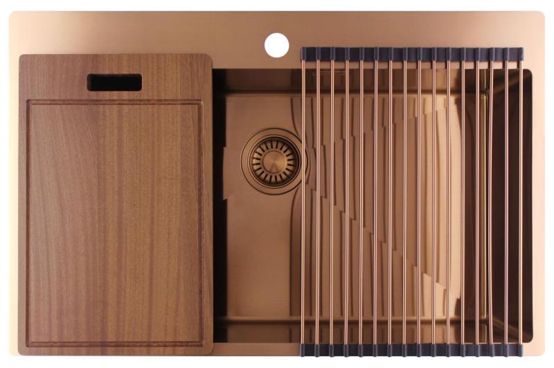 Pure.Sink Luxion Large copper sink 78x50 cm Tapwing with tap hole PLX7850T-62