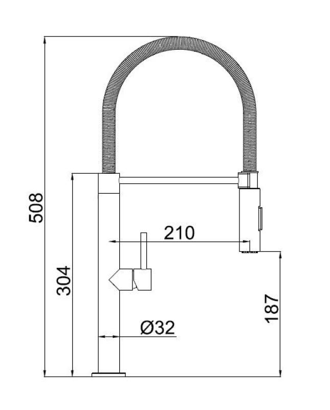 Pure.Sink Luxion Matt black professional kitchen faucet with flexible spout and 2 spray modes PLXFLEX-10
